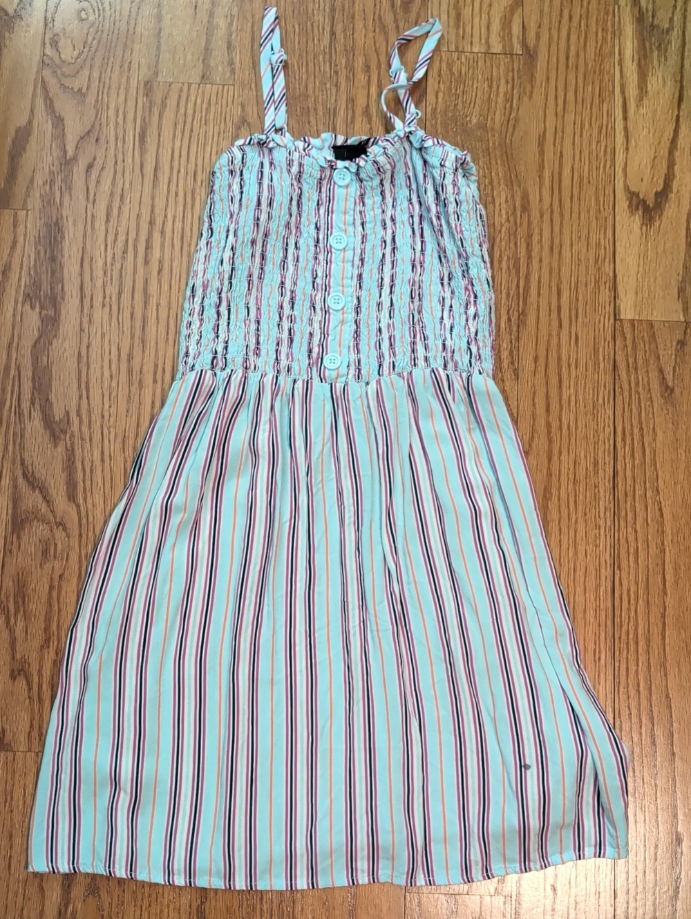 Girls' Sleeveless Striped Sundress in Mint and Pink